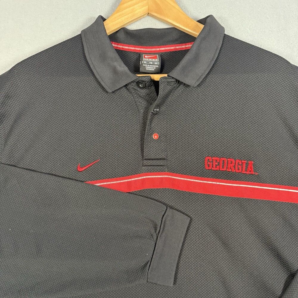 Nike Team Georgia Bulldogs Long Sleeve Polo Shirt Mens XL Black